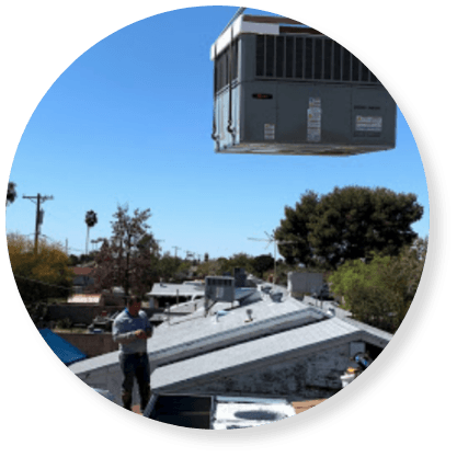 worker putting in a new HVAC unit